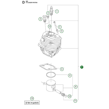 Cylinder-piston assy Husqvarna - 575 35 58-06