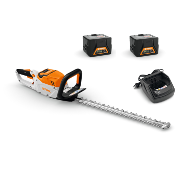 Taille haie à batterie stihl hsa60 avec deux batterie AK20 et un chargeur AL101